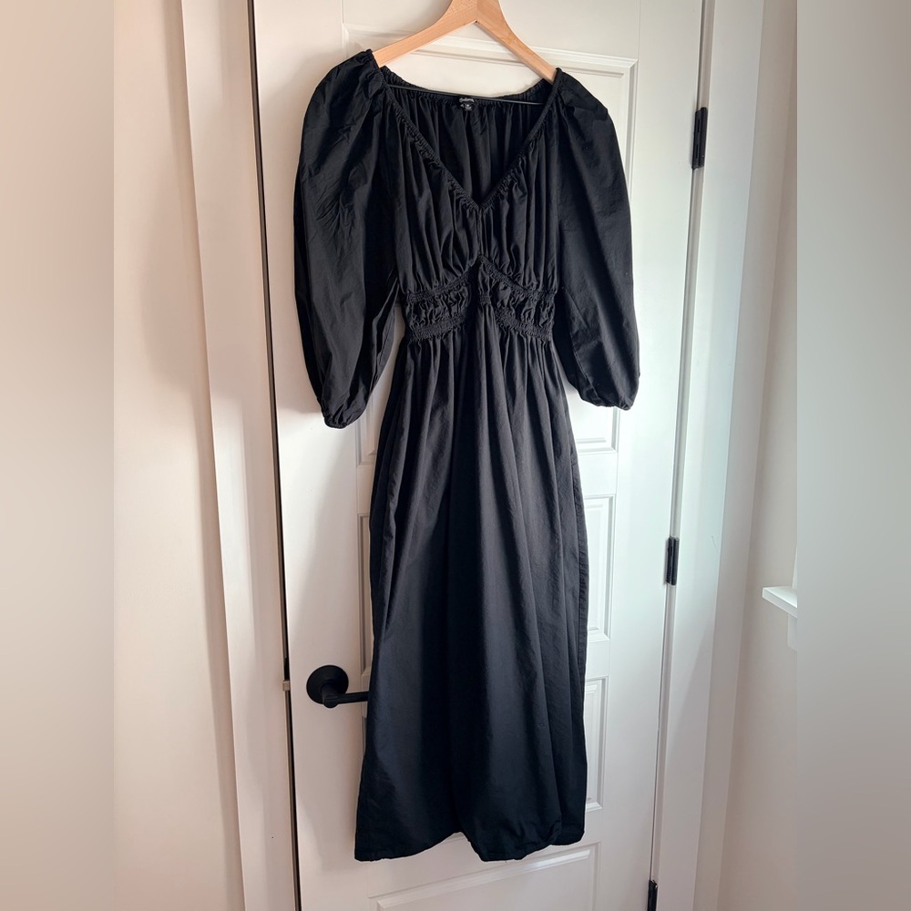 Madewell Black Long Sleeve Poplin Dress